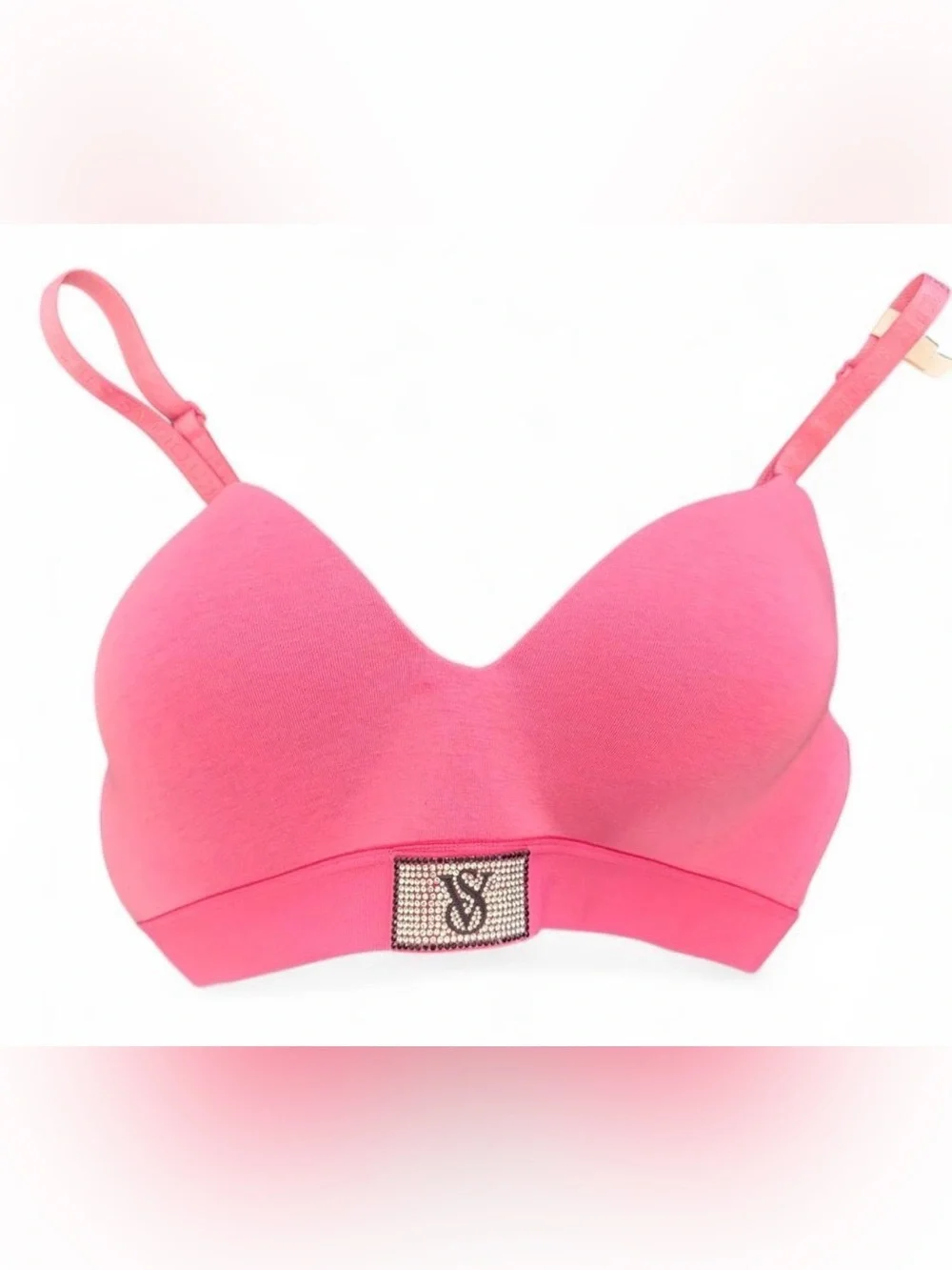 NWT Victoria’s Secret Pink Rhinestone Logo Lightly Lined Wireless Bra 36D